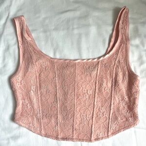 Pink floral corset tank top